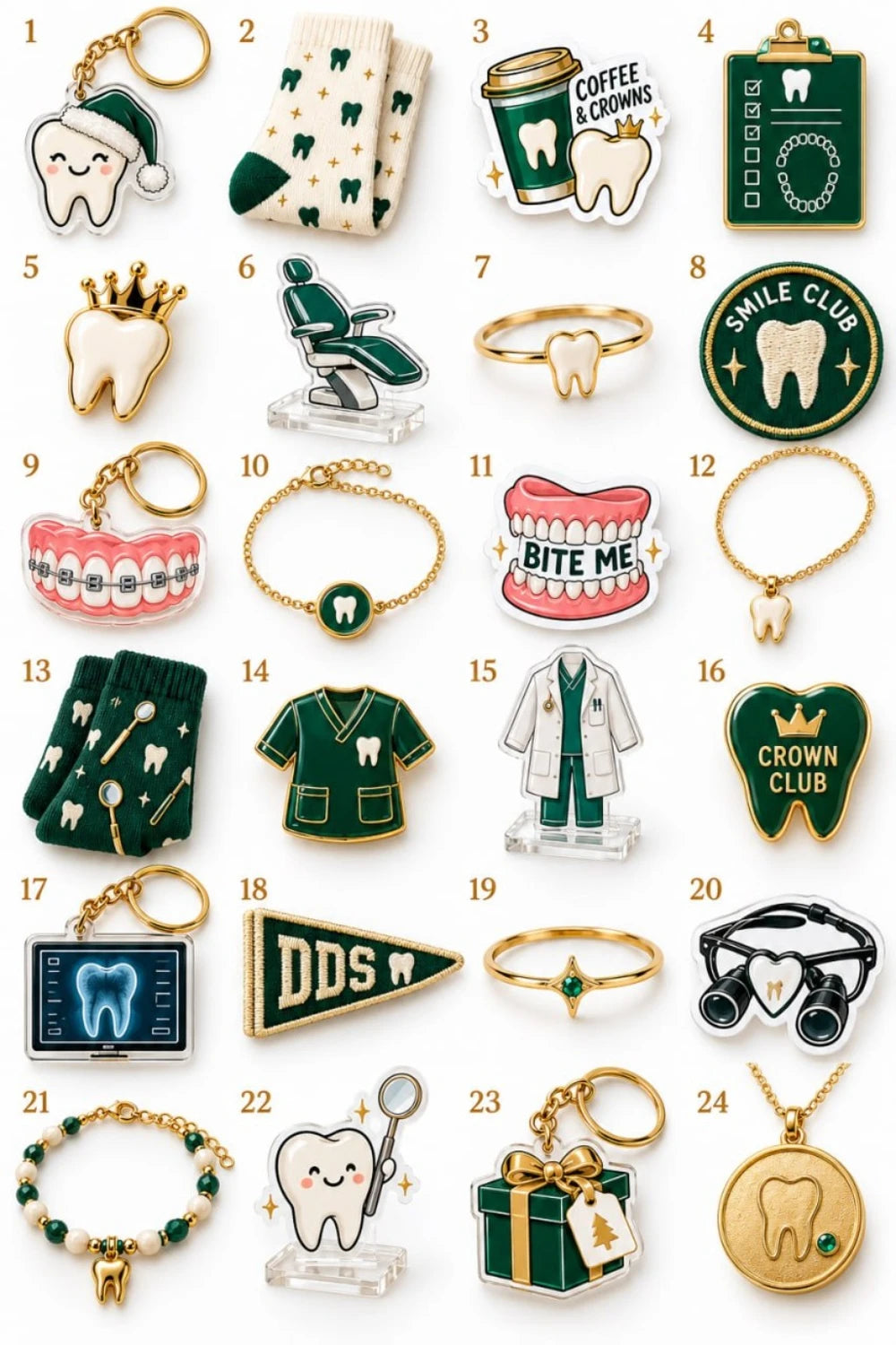 The numbered collection of 24 dental-themed gifts